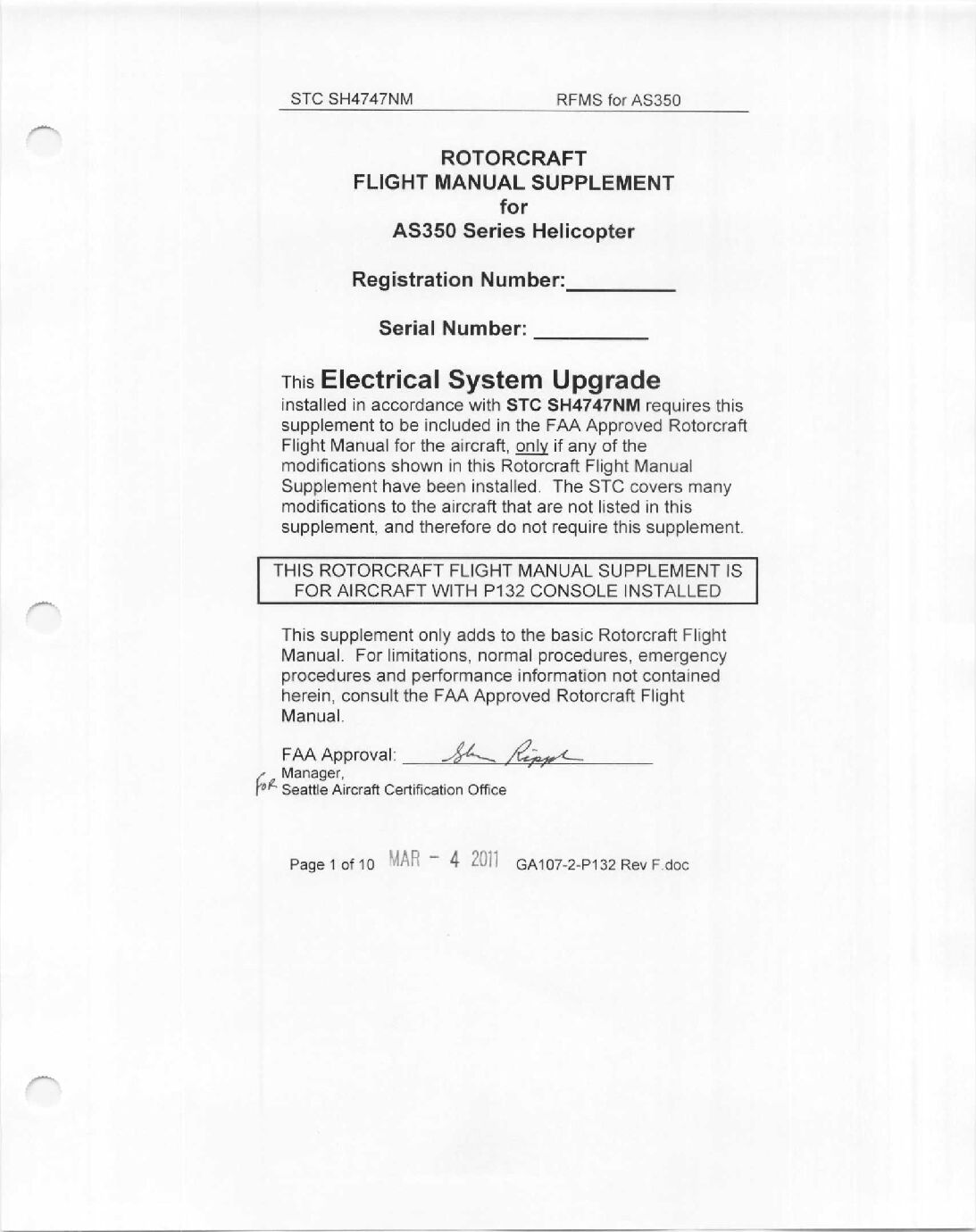 P132 RFMS, Pre-Mod 350A07-074280 (GA107-2-P132)