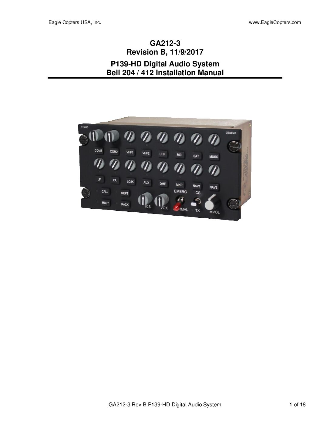P139-HD Installation Manual (GA212-3)